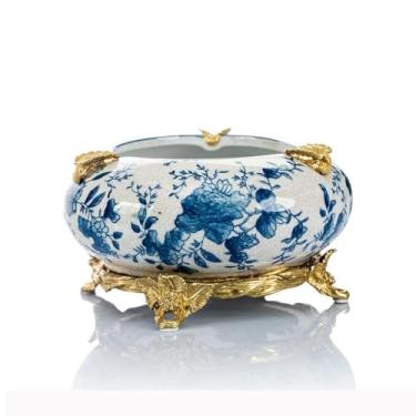 Imagem de Cinzeiro para pátio externo cerâmica nórdica com ornamentos de cinzeiro de cobre, decoração de mesa de centro de sala de estar, ornamentos de cinzeiro de luxo para casa bandeja de cinzeiro de charuto