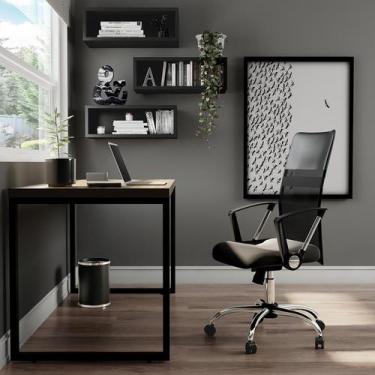 Imagem de Cadeira de Escritório Diretor Giratória Calgary com Braços Preta - Mob