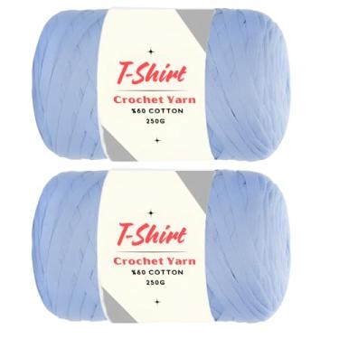 Imagem de Art of Yarn Pacote com 2 camisetas de fios %60 algodão para crochê, tricô, macio% 40% tecido de poliéster, camiseta para iniciantes 500 g, porta-copos de 200 metros, sacos perfeitos, cestos