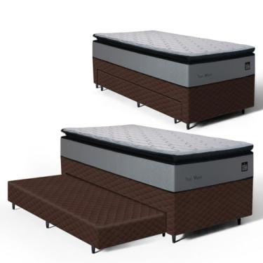 Imagem de Cama Box com Colchão de Espuma D33 Pillow Top Maxx + Auxiliar de Espuma Unique Solteiro 88cm