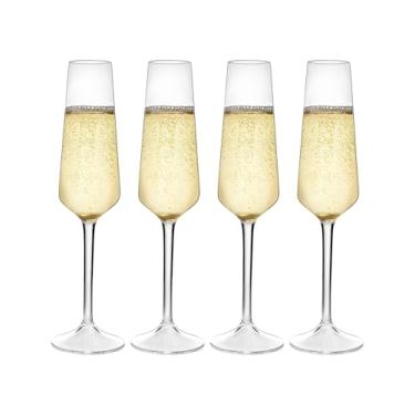 Imagem de MICHLEY Taças de champanhe de plástico, conjunto de 4, 212 g de taça de vinho cintilante Tritan inquebrável, de casamento