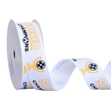 Imagem de YAMA Fita de futebol, 10 metros, fita de bola esportiva de gorgorão para artesanato, laços de cabelo, embrulho de presente, decoração de festa de equipe