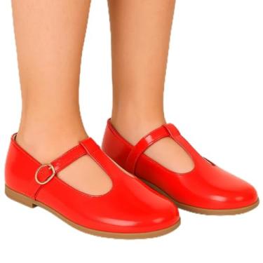 Imagem de Sapatilha Feminina Infanto Juvenil Mary Jane Boneca Sapato Social Antiderrapante e Confortável (Vermelha, BR, Criança de 9 a 12 anos, Numérico, 30)