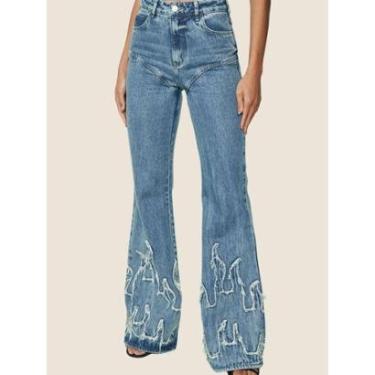 Imagem de Calça Jeans Roma Flare Bordada Colcci Jeans Cor:;Tamanho:38-Feminino