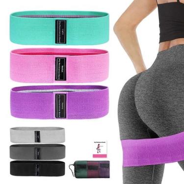 Imagem de Kit 3 Faixas Elásticas Premium Fitness Yoga Glúteos Pernas - Bruartt