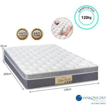Imagem de Colchão Casal Medida Especial Sankonfort Sleep Fresh 120x203x30 - Mola