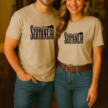 Imagem de Camiseta Algodão Unissex Casal Country Estampa Sistema Sertanejo Bruto