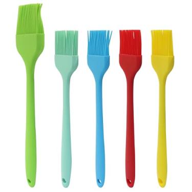 Imagem de Waziaqoc 5 peças de pincel de silicone para regar, escova de alimentos colorida para lava-louças, escova de cozinha resistente ao calor para assar, churrasqueira, espalhar óleo e molho de manteiga