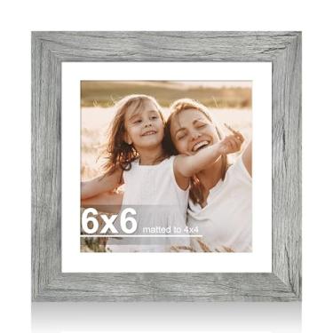 Imagem de Hongkee Porta-retrato 15 x 15 cm com vidro, exiba imagens 10 x 15 cm com tapete ou 15 x 15 sem tapete - parede e mesa, molduras de madeira 15 x 15 cm (cinza, 1 pacote)