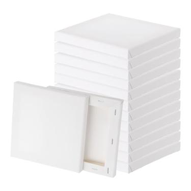 Imagem de PATIKIL Tela para pintura, pacote com 20 15 x 15 cm tela de algodão em branco tábua de desenho acrílica conjunto de tinta a óleo suprimentos de arte para aquarela óleo acrílico guache têmpera