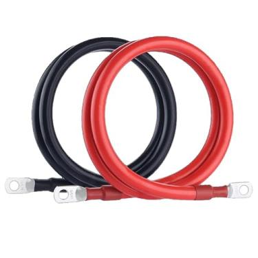 Imagem de SLGAHGS Cabos De Bateria, Conjunto Fios Inversor Potência Calibre 6, 6 Awg, 1 Pé, Cabo Cobre Puro Com Terminais 3/8" (1 Preto E Vermelho) Para Carro, Marinho, Solar, Quadriciclo, Cortador Grama, Rv,