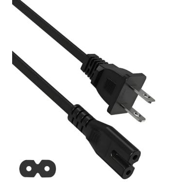 Imagem de TCKN Cabo De Alimentação 2 Pinos Para Tv Tcl Roku - Ca Smart Led Lcd Hd 24" A 85" Preto, 6 Pés, Slots, 18Awg, Nema 1-15P, Não Polarizado, 125 V 10