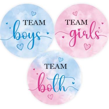 Imagem de 60 adesivos de revelação de gênero It's Twins, adesivos de aquarela para meninos e meninas, rosa e azul, etiquetas de jogo de votação para meninos ou meninas para gêmeos, lembrancinhas de festa de chá