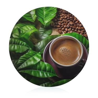 Imagem de Tábua de cortar para cozinha, antiderrapante, resistente ao calor, fácil de limpar, tábua de cortar café e folhas verdes - Presente de cozinha ideal para cozinheiros domésticos
