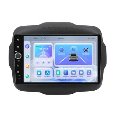 Imagem de Joying Rádio veicular Android 13 para Jeep Renegade 2015-2020 com Carplay sem fio e Android Auto, tela sensível ao toque IPS de 9 polegadas estéreo de 4 GB + 64 GB com navegação GPS, link espelhado