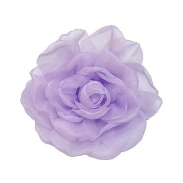 Imagem de Delicado Organza seda rosa flor extra grande broches para mulheres homens elegante tecido floral grande lapela pinos para vestido terno roupas acessórios festa de casamento banquete moda jóias 180 mm