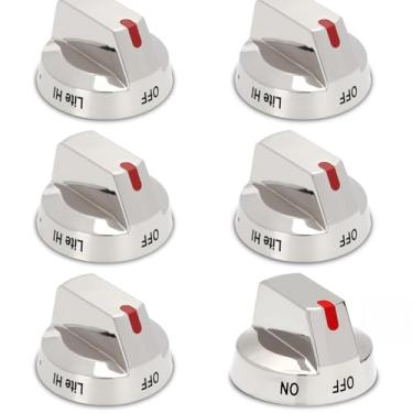 Imagem de DG94-01712A Botão de fogão e DG94-01713A Botão de luz (pacote com 6) Botão de controle do queimador a gás para fogão de forno Samsung Range NX58M9420SS NX58M9420SSAA NX58M9420SSAA-00