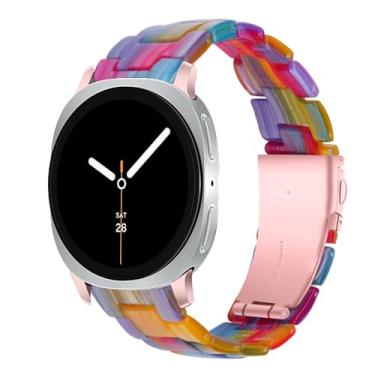 Imagem de Pulseira de substituição de resina compatível com Samsung Galaxy Watch 8 de 40 mm e 44 mm/Galaxy Watch 8 Classic/Ultra 2, pulseira leve e confortável com fivela de aço inoxidável premium (arco-íris)