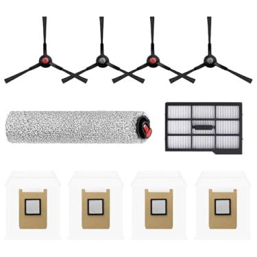 Imagem de WSQCRDXW Pacote com 10 peças de substituição para aspirador de pó, compatível com Eufy E28 Omni/E25 Omni, 1 esfregão de escova, 1 filtro HEPA, 4 escovas laterais, 4 sacos de poeira