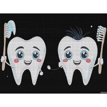 Imagem de Desenho de Dentista Engraçado DIY Pintura de Diamante Imagens de Cristal Strass Arte de Parede 30,5 x 40,6 cm