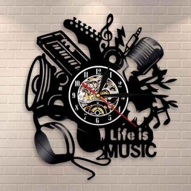 Imagem de Disco de vinil de vinil wall clock - música Life Musical Instrumen - H