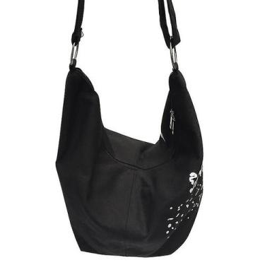 Imagem de Bolsas bolsa de ombro preta senhoras bolsa mensageiro de lona irregula