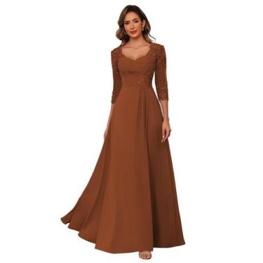 Imagem de Vestido Mãe da Noiva AUSPORY Chiffon Burnt Orange 2024