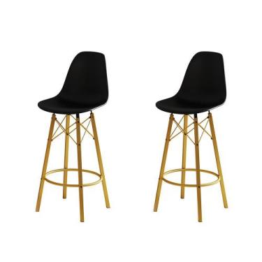 Imagem de Conjunto 2 Banquetas Eames Design Moderno Tubo de Ferro Dourado Assent