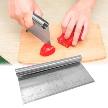 Imagem de Espatula Inox Cortador Raspador P/Massas Legumes Pizza Pão Chocolate Com Regua 22cm
