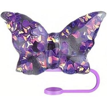 Imagem de Topo de palha com laço borboleta de silicone para Stanley 30 e 1,134 g, protetores de tampas de canudo de silicone fofos reutilizáveis para copos Stanley de 10 mm acessórios de canudos, tampas de