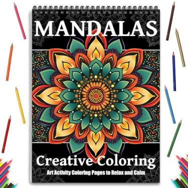 Imagem de Livros de colorir mandala para mulheres adultas, páginas encadernadas em espiral, presentes de um lado, artes e artesanato para mulheres relaxarem, ansiedade e depressão, 24 páginas coloridas para