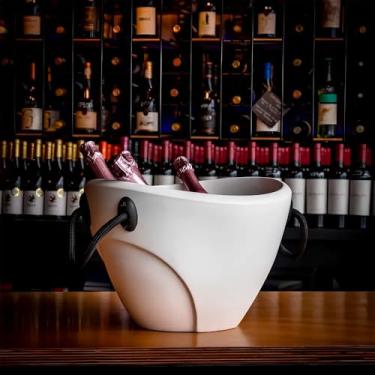 Imagem de Champanheira 13L Parede Dupla com Alça, Balde de Gelo para 4 Garrafas, Ideal para Vinhos, Espumantes e Drinks