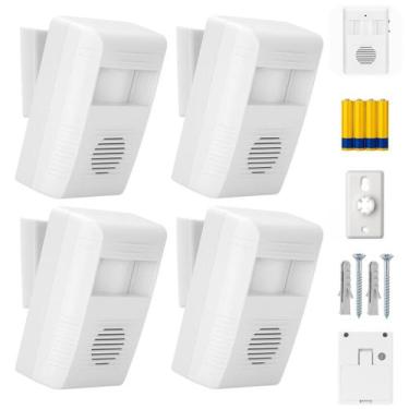 Imagem de Kit 4 Campainhas Sem Fio Sensor de Movimento Fácil Instalação Alarme d