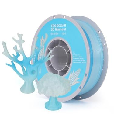 Imagem de TECSONAR TECSONAR Filamento de impressora 3D PLA de cristal arco-íris, carretel de 1 kg (1 kg) 1,75 mm PLA material de impressão 3D de mudança rápida de cor, filamento gradiente para a maioria das