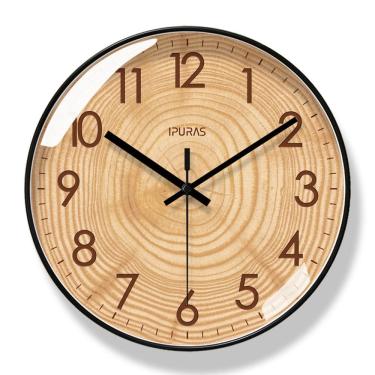 Imagem de Relógio de parede Wood Grain 30 cm Silent Non-Ticking Quartz