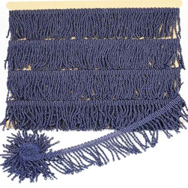 Imagem de 10 jardas 5 cm de largura, acabamento de franja de costura azul marinho, borla de franja para vestido de casamento com saia para decoração de abajur (azul marinho)