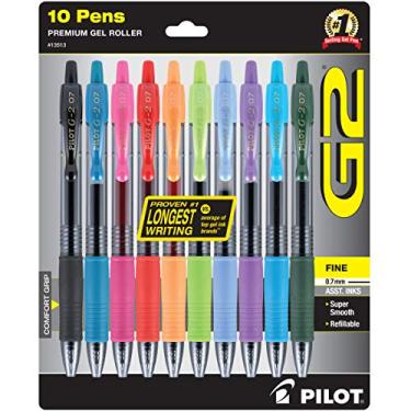 Imagem de Pilot G2 Canetas esferográficas retrátil de tinta gel premium, ponta fina (0,7 mm), sortidas, embalagem com 10 (13513)