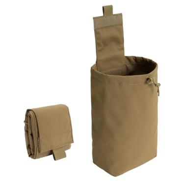 Imagem de TOPTACPRO Bolsa tática de recuperação de revista de cinto dobrável Molle Utility EDC Bolsa de armazenamento na cintura (marrom coiote)