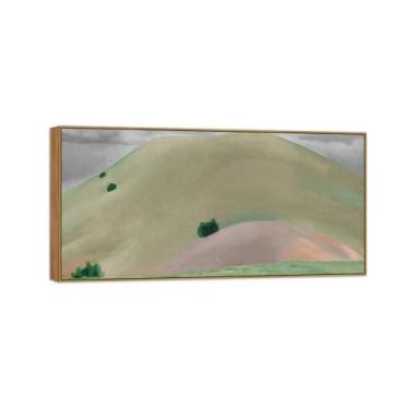 Imagem de Georgia O'keeffe Famosa arte de parede impressões em tela prontas para pendurar - paisagem e colinas - pintura de moldura de madeira para decoração de sala de estar 40 x 80 cm 16 x 31 pol