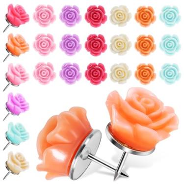 Imagem de DIYEAH 50 Tachinhas de Flor Fofas para Quadro de Avisos, Quadro de Cortiça, Escritório, E Uso Doméstico