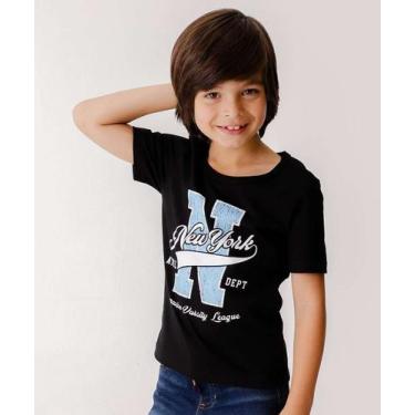 Imagem de Camiseta Infantil Manga Curta Estampada MR Tam 4 a 10-22032, 8, Preto