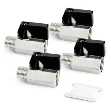 Imagem de GORAGUCHI Mini válvula esférica de latão niquelado resistente, 4 peças, interruptor de desligamento fêmea NPT de 1/10.2 cm x macho