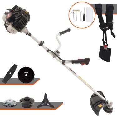Imagem de Roçadeira Profissional Lateral Kawashima Kw43le À Gasolina 43cc 1,7hp + Faca 2 Pontas 330mm + Faca 80 Dentes 255mm + Es