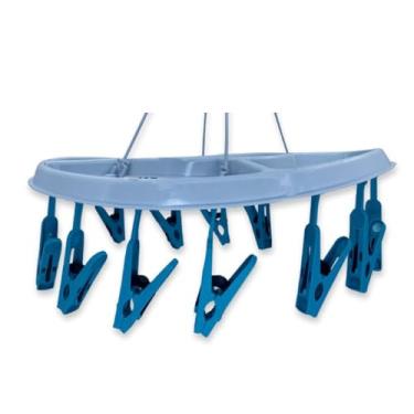 Imagem de Varal para Roupas Íntimas com 12 Pregadores, Redondo, Plástico e Aço, 28x28cm, Capacidade 2kg, Cores Sortidas