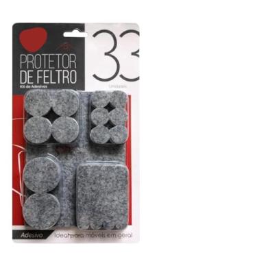 Imagem de Kit 33 Protetores de Feltro Autoadesivos Tamanhos Variados Para Pés de Móveis Portas e Quadros Anti-Risco e Anti-Deslizante