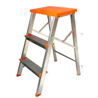 Imagem de Escada De Alumínio Banqueta Domestica Residencial 3 4 Degraus Reforçada Banqueta 2- Altura Ajustável para Tarefas Altas (Até 150kg)(BANQUETA 3 DEGRAUS)