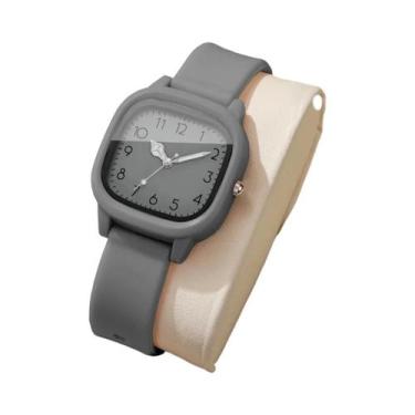 Imagem de Relógio De Pulso Feminino De Quartzo Quadrado Com Pulseira De Silicone