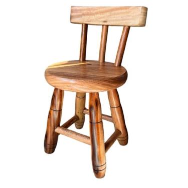 Imagem de Banqueta com encosto, cadeira pequena, madeira maciça(1 UNIDADE,SEM VERNIZ)