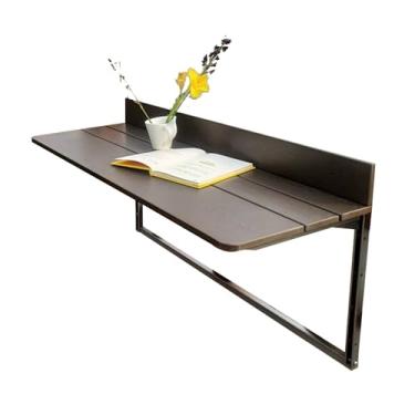 Imagem de Mesa de corrimão de varanda, mesa dobrável - mesa suspensa multifuncional para uso interno e externo, mesa lateral de metal de alumínio ajustável (60 x 37 cm)