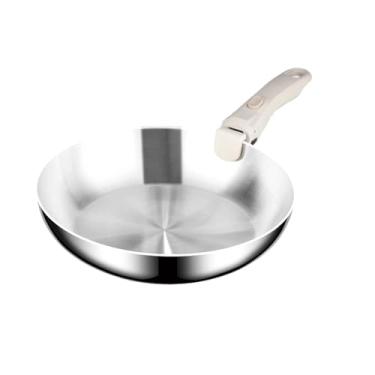 Imagem de Frigideiras Antiaderentes,Tachos de Aço Inoxidável Empilháveis com Pegada Desmontável - Frigideira Segura para Forno,para Cozinhar na Cozinha Restaurante Acampamento Searing Assar Saltear Omelete
